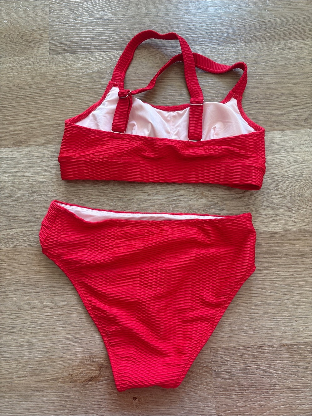 Textured Red Two-Piece Bikini Set - Picture 2 of 2